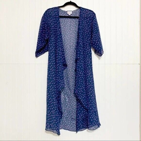 LuLaRoe Women's Shirley Kimono Sheer Cover Up - Purple Polk  Dot - Picture 1 of 9